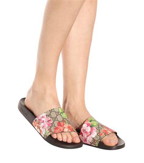 gucci gg blooms supreme slide sandals|gucci monogram heel slide sandals.